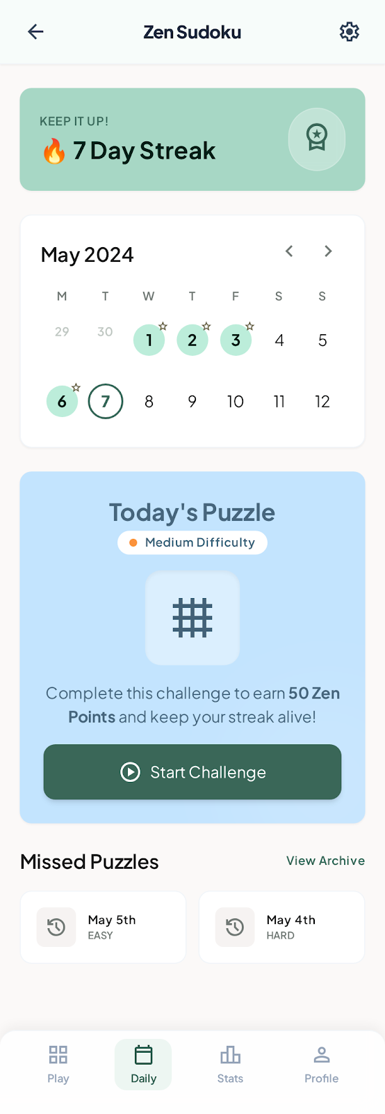 Daily puzzle calendar