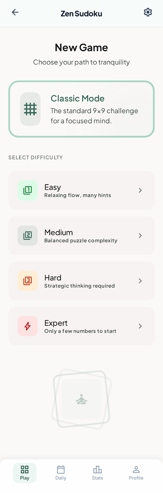 Difficulty selection
