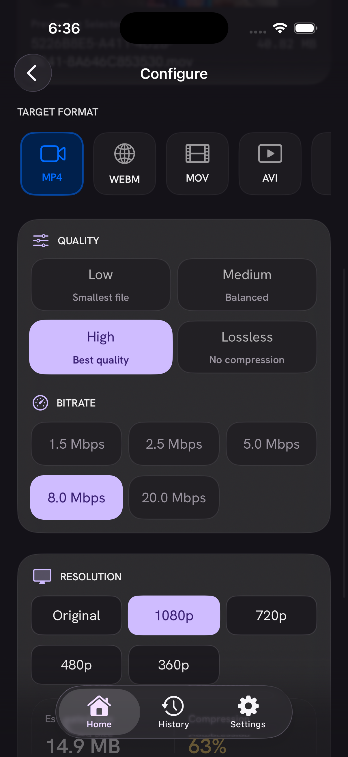Configure settings