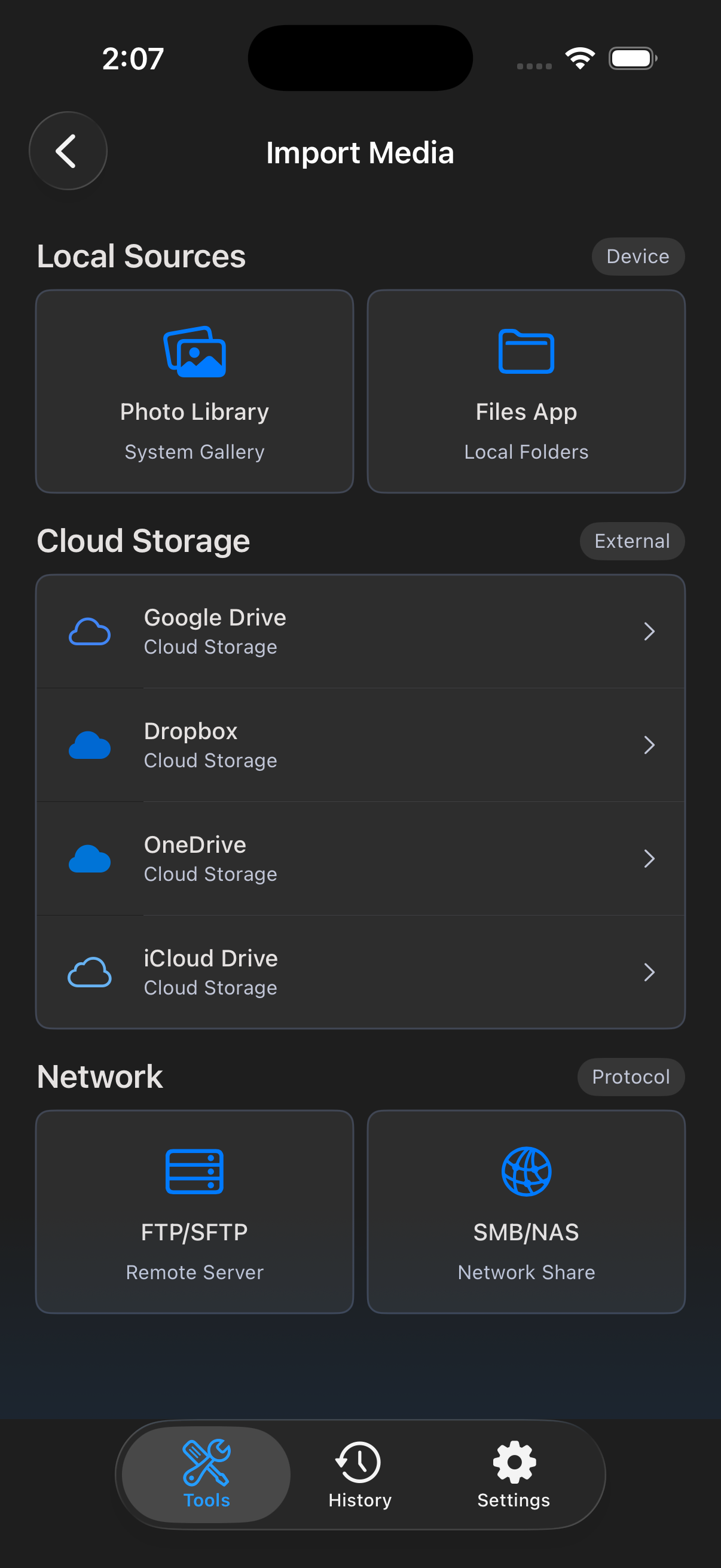 Selecting a media file in MediaLab